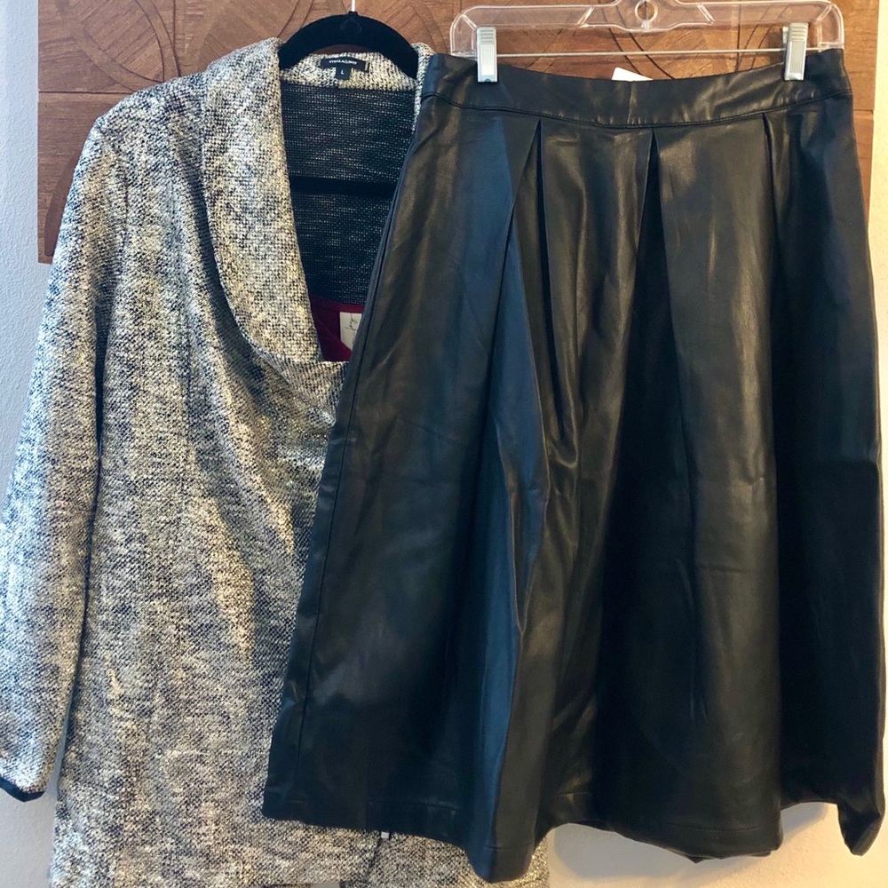 Black pleather A-Line Skirt